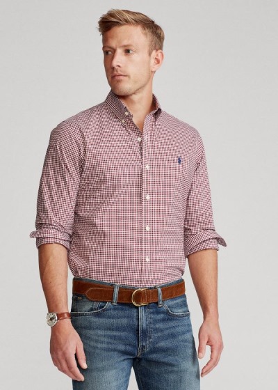 Camisa Polo Ralph Lauren Hombre Vino / Blancos - Classic Fit Gingham - KGMBO3907